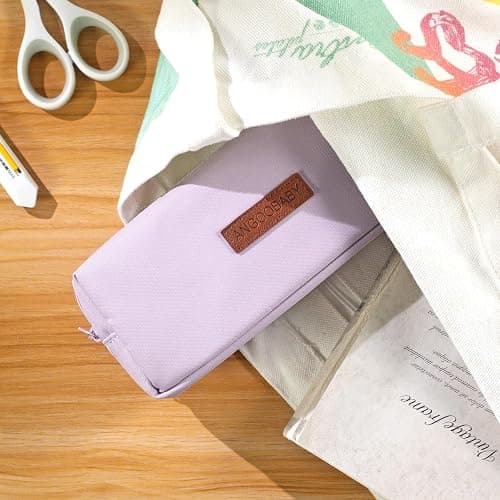 ANGOOBABY Small Pencil Case Student Pencil Pouch Coin Pouch Cosmetic Bag Office Stationery Organizer for Teen School-Purple thumbnail 6