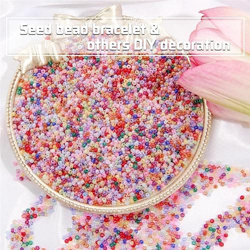 EuTengHao 57600pcs 2mm Glass Seed Beads Small Craft Beads for DIY Bracelet Necklaces Crafting Jewelry Making Supplies with Beading Needles Elastic Strings (144 Colors, 400Pcs Per Color) thumbnail 7