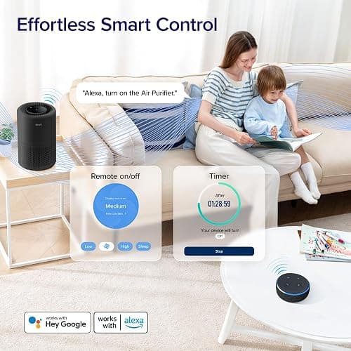 LEVOIT Air Purifier for Home Bedroom, Smart WiFi Alexa Control, AHAM VERIFIDE, 3-in-1 Filter with HEPA Sleep Mode for Allergies, Pollutants, Smoke, Dust, Core 200S-P, Black thumbnail 5