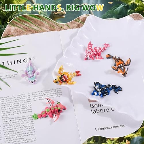 Articulated Baby Dragon Figures Set of 6 3D Printed Mini Dragon Toys | 6 pcs articulated baby dragons, 3D printed flexible mini dragon toys thumbnail 7
