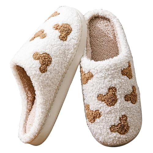 QBRIUQZP Bow Slippers for Women & Men - Floral Memory Foam Plush Slippers, Cute Cartoon Design, Warm Fluffy Fur Lined, Indoor Outdoor House Home Bedroom Shoes thumbnail 4