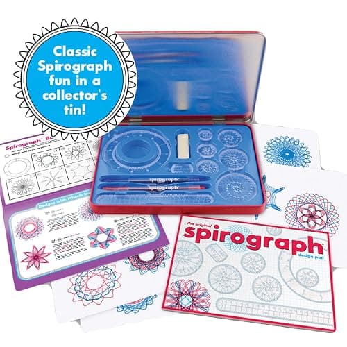 Spirograph Design Set Collectors Tin – Arts and Crafts, Kids Toys, Art Supplies, Craft Supplies, Drawing Kit, Spiral Art, Classic Gear Design Kit, Pens, Design Sheet Included, Ages 8 and Up thumbnail 3