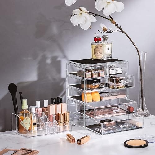 Sorbus Acrylic Makeup Organizer Set, 7-Drawer Vanity & Countertop Cosmetic Storage with Small & Wide Compartments, Clear Makeup Storage for Brushes, Lipsticks, Jewelry – Holiday Gift for Women & Teens thumbnail 2