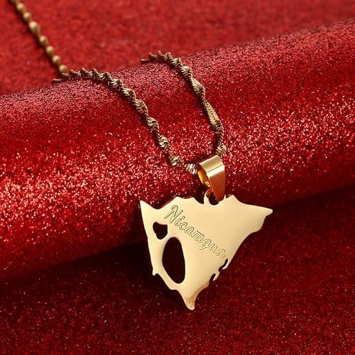 Stainless Steel Nicaragua Map Pendant Necklace for Women Nicaraguans Maps Patriotic Charm Jewelry Gifts thumbnail 4