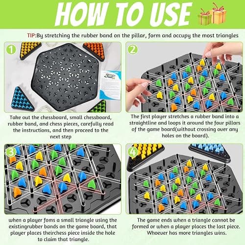 Triangle Chess Game, Wavelength Board Game, Triangle Rubber Band Game for Kids & Adults – Geometric Chess Game & Family Party Games for Family Night, Christmas Games for Families thumbnail 4
