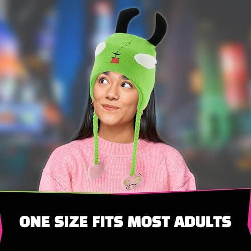 Invader Zim Beanie Hat, Gir Winter Knit Cap with Ears thumbnail 4