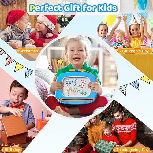 Kikidex Magnetic Drawing Board, Toddler Girl Toys for 1-2 Year Old, Doodle Board Pad Learning and Educational Toys for 1 2 3 Year Old Baby Kids Birthday Gift(Light Blue) thumbnail 7