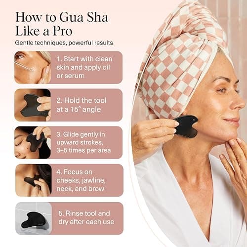 Kitsch Stainless Steel Gua Sha Facial Tools - Guasha Tool for Face, Face Sculpting Tool, Neck Massager, Double Chin Reducer Gua Sha Tools, Lymphatic Drainage Massager, Facial Skin Care - Matte Black thumbnail 7