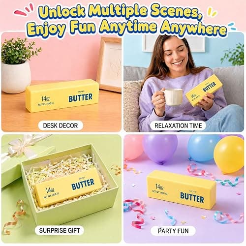Butter Squishy Giant, Jumbo Cheese Squishy Fidget Toys for Adults | 14OZ Jumbo Squishies Slow Rising, Big Cheese Squishy Squeeze Sensory Toys for ADHD Anxiety Stress Relief thumbnail 8