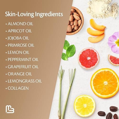 Brown Sugar Scrub Face Foot & Body Exfoliator Infused with Collagen and Stem Cell Exfoliating Salt Body Scrub for Toning Skin Cellulite Skin Care, 12oz by M3 Naturals thumbnail 4