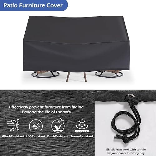 Wumiokio Patio Furniture Sets, 3 Pieces Wicker Outdoor Furniture - 360 Degree Swivel Rocking Chairs and Rattan Side Table for Garden,Porch,Backyard (Brown Wicker/Blue Cushion, 3PCS - Swivel Chairs) thumbnail 7