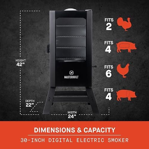Masterbuilt® 30-inch Digital Electric Vertical BBQ Smoker with Leg Kit, Side Wood Chip Loader and 710 Cooking Square Inches in Black, Model MB20070421 thumbnail 3