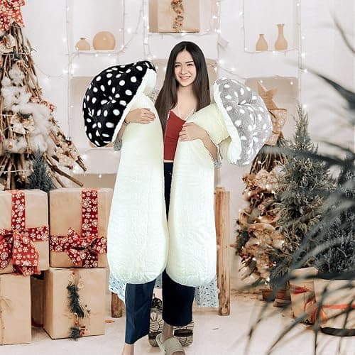 Hofun4U Mushroom Plush Pillow - 51 inch Mushroom Shaped Stuffed Long Pillow - Mushroom Stuffed Pillow - Christmas Birthday Sofa Home Decoration (Grey) thumbnail 2