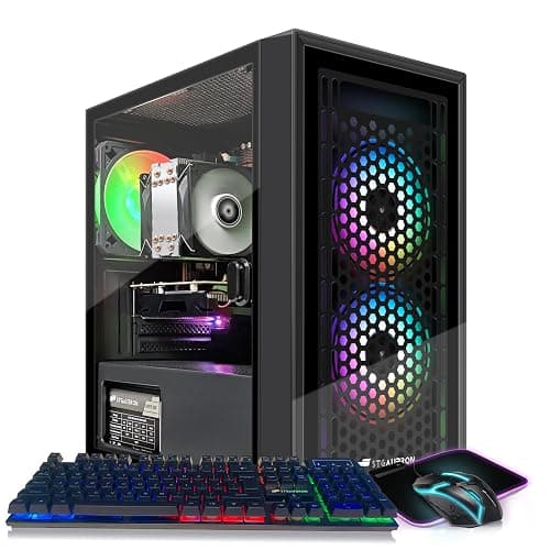 STGAubron Gaming PC Desktop Computer, Intel i7 Xeon E5 3.0GHz, Radeon RX 550 4G, 16GB RAM, 512GB SSD, 600M WiFi, BT 5.0, RGB Fan x3, Windows 11 Home - Image 1