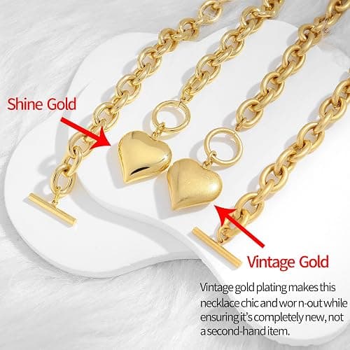 CLASSYZINT 18K Gold Plated Coin Lion Head Pendant Necklace Chunky Paperclip Choker Necklace For Gifts On Birthday Holidays For Women Girls thumbnail 4