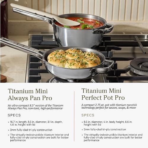 Our Place 15-Piece Titanium Pro Cookware & Bakeware Set | Tri-Ply Titanium & Stainless Steel Nonstick Fry Pans & Pots | Ceramic Nonstick Bakers & Griddle Pan | Non-toxic, PFAS-Free | Blue Salt thumbnail 4