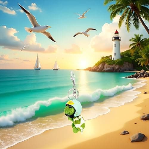 Dwuww Green Plush Turtle Keychain, Funny Pendant Plush Doll Portable for Wallet Tote Bag Belt Phone, Car Keychains and Charms thumbnail 9