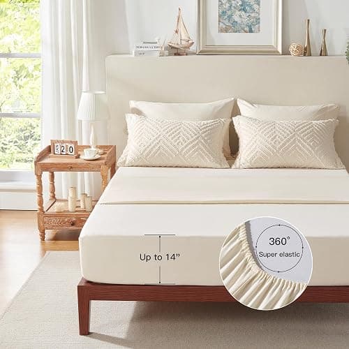 Zzlpp Queen Comforter Set 7 Pieces, Cream Tufted Bed in a Bag with Comforter and Sheets, All Season Boho Bedding Sets with 1 Comforter, 2 Pillow Shams, 2 Pillowcases, 1 Flat Sheet, 1 Fitted Sheet thumbnail 7