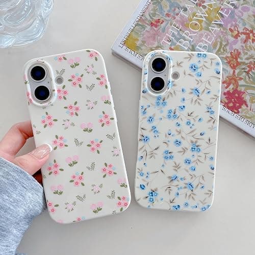 QLTYPRI for iPhone 16 Case, Cute Pink Floral Flower Pattern Aesthetic Phone Case, Raised Camera Protection Soft Slim TPU Shockproof Protective Phone Cover for Girls Women - Floral thumbnail 5
