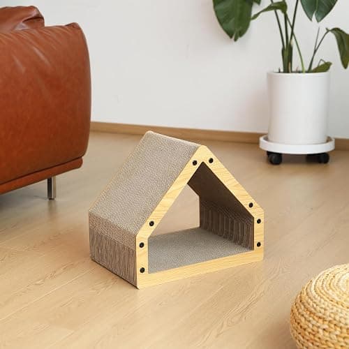 FUKUMARU Cat Scratcher House, Cozy Cardboard Design, Safe and Secure for Kittens, Eco-Friendly, 16.14 in Bevelled Surface, Maximum Load Capacity 22 Lbs thumbnail 6