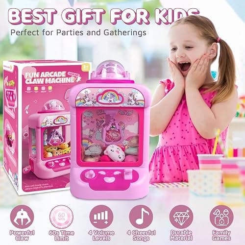Marlrin Claw Machine for Kids, Mini Vending Machine Girls Unicorn Toys, Candy Grabber Prize Dispenser with Sound & 20 Mini Plush Toys, Electronic Arcade Game Indoor Toy for Home Party Birthday Gifts thumbnail 7