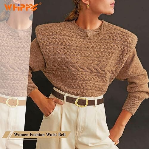 WHIPPY Leather Belt for Women Casual Waist Belt with Gold Buckle Fashion Ladies Belt for Jeans Pants Dress thumbnail 4