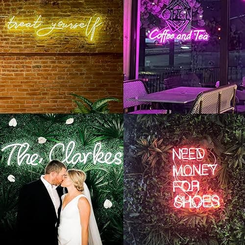 Custom Neon Signs,Personalized Neon Signs for wall decor, large Custom Led Neon Sign Business Logo for Bedroom Birthday Wedding Party Bar Home Decor (Optional 3 Lines 10" to 60") thumbnail 2