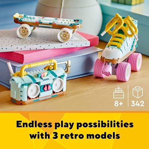LEGO Creator 3 in 1 Retro Roller Skate Building Kit, Transforms from Roller Skate Toy to Mini Skateboard to Boom Box Radio, Birthday Gift for Skaters, Cool Toy for Boys and Girls Ages 8 and Up, 31148 thumbnail 3
