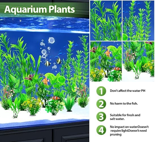 CousDUoBe 12pcs Fish Tank Accessories Aquarium Decorations Green Plants, Green Fish Tanks Decoration Plants, Fish Tank Decor, Aquarium Decor Plastic Plants thumbnail 5