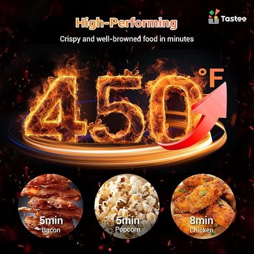 Tastee Air Fryer, 8-in-1 Compact 5.5QT AirFryers, 450°F Digital Airfryer Dehydrator with Dual-sensor Smart Probe, 24 Presets One-touch Cooking, In-app Recipes with Window, Dishwasher-safe & Non-stick thumbnail 3