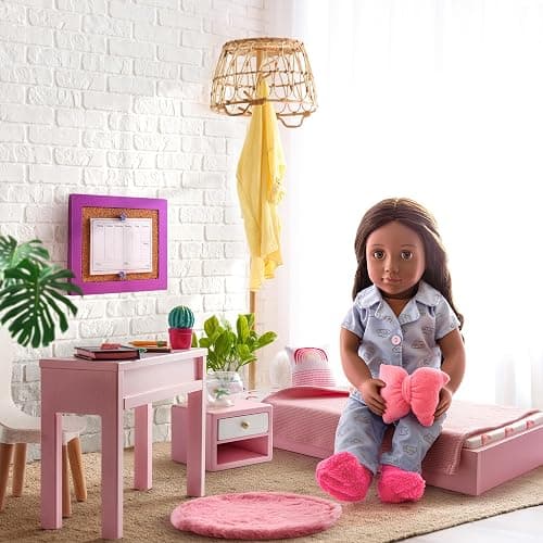 Our Generation – 18-Inch Doll Accessories – Dollhouse Furniture – Platform Bed & Nightstand – Pretend Play 3+ Years– Sweet Snuggles Bedroom Set thumbnail 2