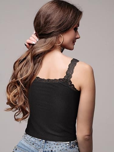 Sintege Women's Lace Patchwork Tank Top Lace Camisole Tank Sleeveless Cami Crop Y2k Tops thumbnail 7