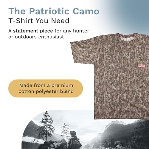 Mooselander - Men's Patriotic T-Shirt, Realtree and Mossy Oak Camo T-Shirt for Men, Hunting Apparel with USA Flag Embroidery thumbnail 6