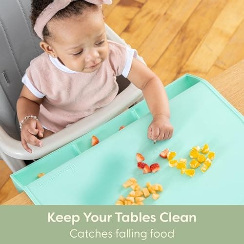 UpwardBaby Rectangular Silicone Toddler Placemat - Food-Catching Suction Table Mat, BPA-Free Baby-Led Weaning Supply, Easy-Clean Washable Mat, Gray thumbnail 2