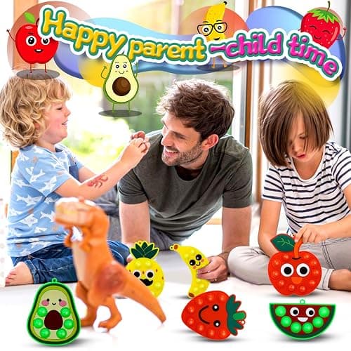 6pcs Fruit Bubble Fidget Toy Set Mini Pop Keychain Sensory Toys for Kids Party Favors Stocking Stuffers Carnival Prizes Classroom Rewards Toddler Stress Relief thumbnail 4