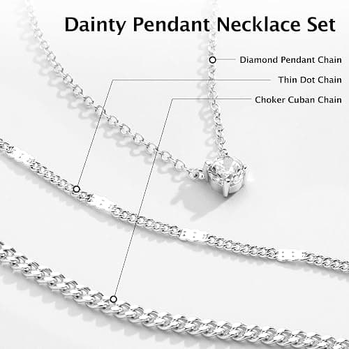 WomenGifts Layered Gold Necklaces for Women, 14K Gold Sterling Silver Plated Dainty Pendant Necklace Set with Cubic Zirconia Circle, Chunky Stackable Cuban Chain Choker, Trendy Waterproof Jewelry Gift thumbnail 5