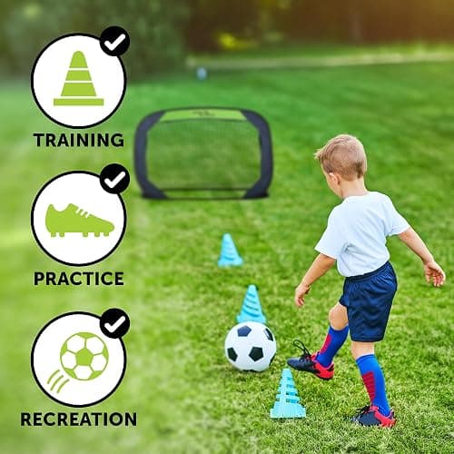 Sport Squad Portable Soccer Goal Net Set - Pop Up Training Soccer Goals for Backyard - Indoor or Outdoor Versions - Easy Assembly - Great for Kids and Adults thumbnail 6