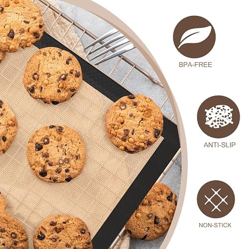 Silicone Baking Mat, 3 Pack Reusable Baking Mat, Non-Stick, Food Safe Silicone Mats for Baking, Oven Baking Sheet for Making Cookies, Macaroons, Bread thumbnail 3