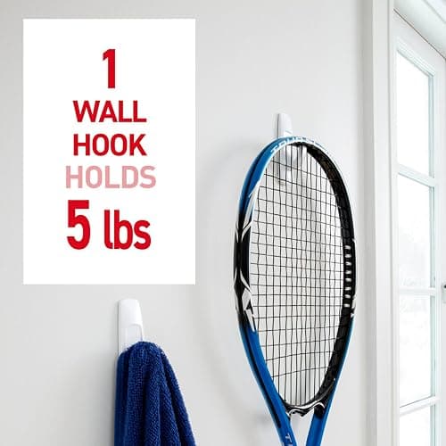 Command Large Utility Hooks, Damage Free Hanging Wall Hooks with Adhesive Strips, No Tools Wall Hooks for Hanging Back to School Dorm Organizers, 7 White Hooks and 12 Command Strips thumbnail 4