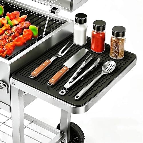 Geban Blackstone Griddle Tool Mat, BBQ Accessories Rest Pad for Black Stone, Weber, Traeger Grill Side Shelf, Silicone Heat Resistant Mat, Outdoor Kitchen Counter, Gifts for Men (Black) - Image 1