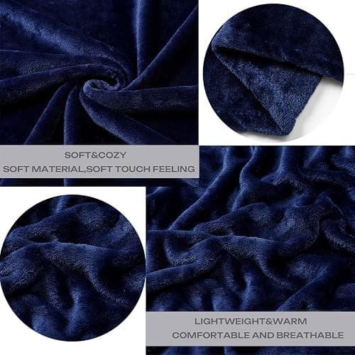 Fleece Plush Throw Blanket Navy Blue(50 by 60 Inches),Super Soft Fuzzy Cozy Flannel Blanket for Couch Sofa.Microfiber Blanket Lightweight thumbnail 4