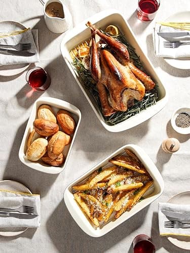 LE TAUCI Deep Casserole Dishes for Oven, 13.7”x9.6” Ceramic Baking Dish Set with Roasting Racks, Large Lasagna Pans with Handles, Rectangular Bakeware as Gift for Mom, Dusty Blue (4.6QT/3.0QT/1.6QT), Set of 3 thumbnail 6