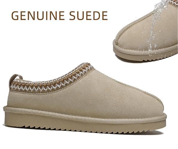 Meik Mangni Women's Slippers Genuine Suede Platform Mini Boots Mens Faux Fur Warm Lining Winter Mules Cozy Warm House Shoes Indoor and Outdoor thumbnail 2