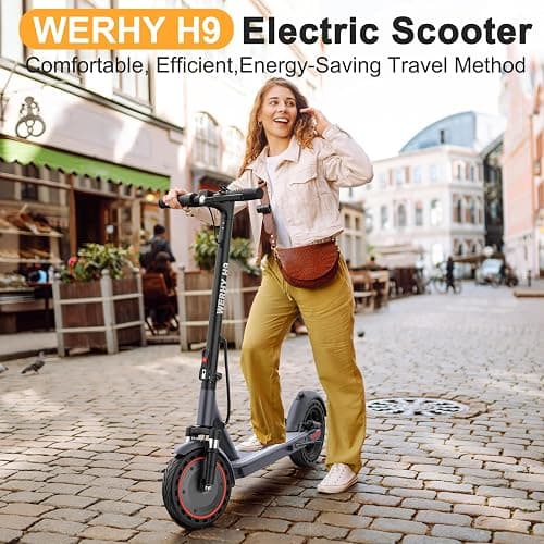 WERHY 10 Inches Electric Scooter, 500W Powerful Motor & 22 MPH Top Speed, 22-28Miles Long Range, Folding E Scooter with Dual Braking for Adults thumbnail 2