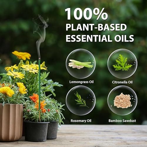 BugBai® Mosquito Repellent Outdoor Patio, 240 PCS Natural Plant-Based Citronella Oil Incense Sticks Indoor Home Pet Family Safe, DEET Free Bug Insect Control Repellent for Yard Garden Camping Fishing thumbnail 2