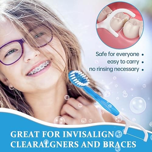 SUPENEGY 40pcs 5 in 1 Disposable Mini Toothbrush with Toothpaste + Floss + Pick + Tongue Scraper | Travel Size | Individually Wrapped | Soft | Mint | Travel Set | Oral Care (4) thumbnail 5