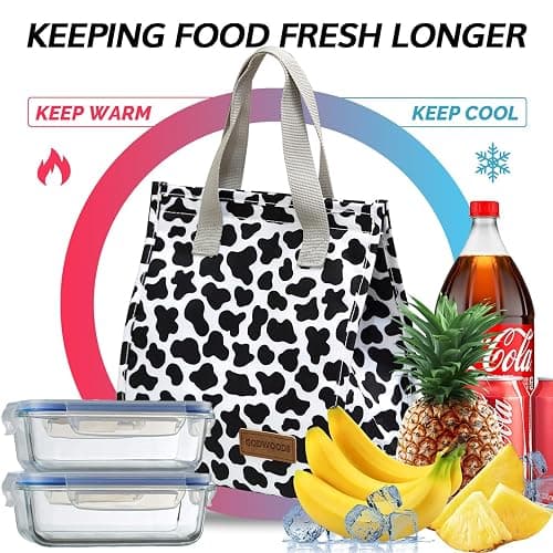 TELLUMO Lunch bag, Insulated Lunch Bag for Women Men Large Lunch Box Container Reusable Leakproof Tote for Office, Work, School, Beach or Travel (Cow-print) thumbnail 4