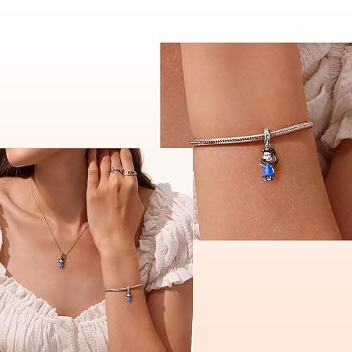 GNOCE Peanuts Lucy Pendant Dangle Charm Bracelet for Women, S925 Sterling Silver Dangle Charms for Women Wife, Valentine‘s Day, Mother’s Day Jewelry thumbnail 5