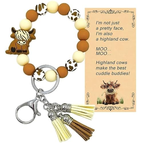 SHINYHARBOR Silicone Beaded Wristlet Keychain Bracelet,Key Wrist Keychains for Women Mom Teachers Best Friend - Image 1