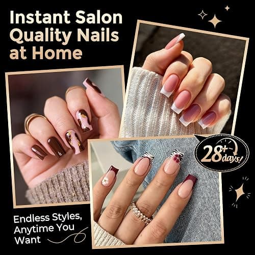 Nail Tips Square: 504PCS Tri-Layer Core Short Square Gel Nail Tips, 12 Sizes Soft Clear Nails Full Cover Acrylic False Fake Nails for Women Flat & Natural Nail Extensions Home thumbnail 2